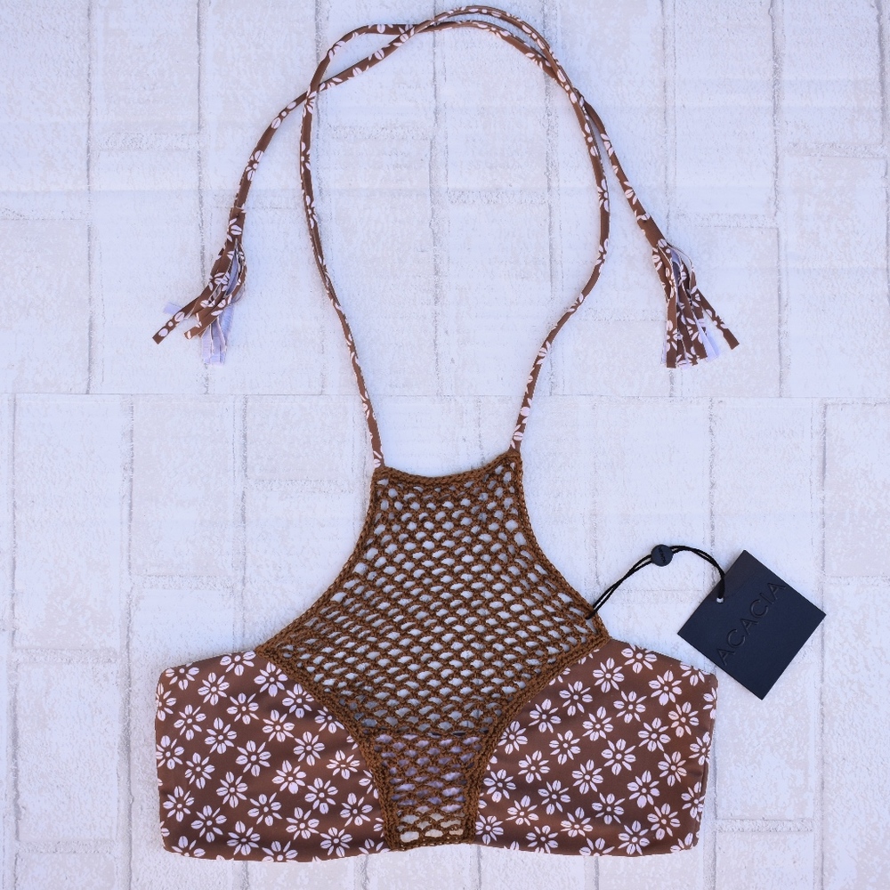 Acacia Swim Daisy PANAMA Crochet Halter Bikini Top